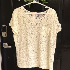 Look lovely in ivory lace!   By JCP. Size XL.
